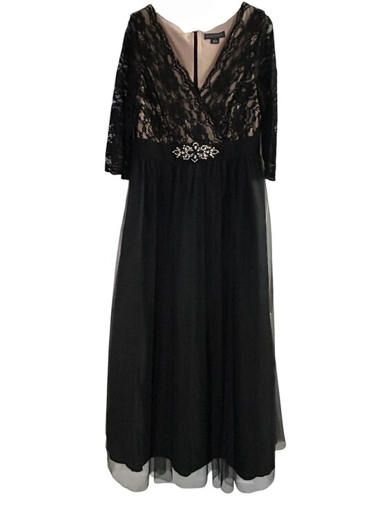 Jessica Howard Dresses & Skirts - Jessica Howard Size 14 Black Lace Gown Special Occasion Dress 3/4 Sleeves Lined